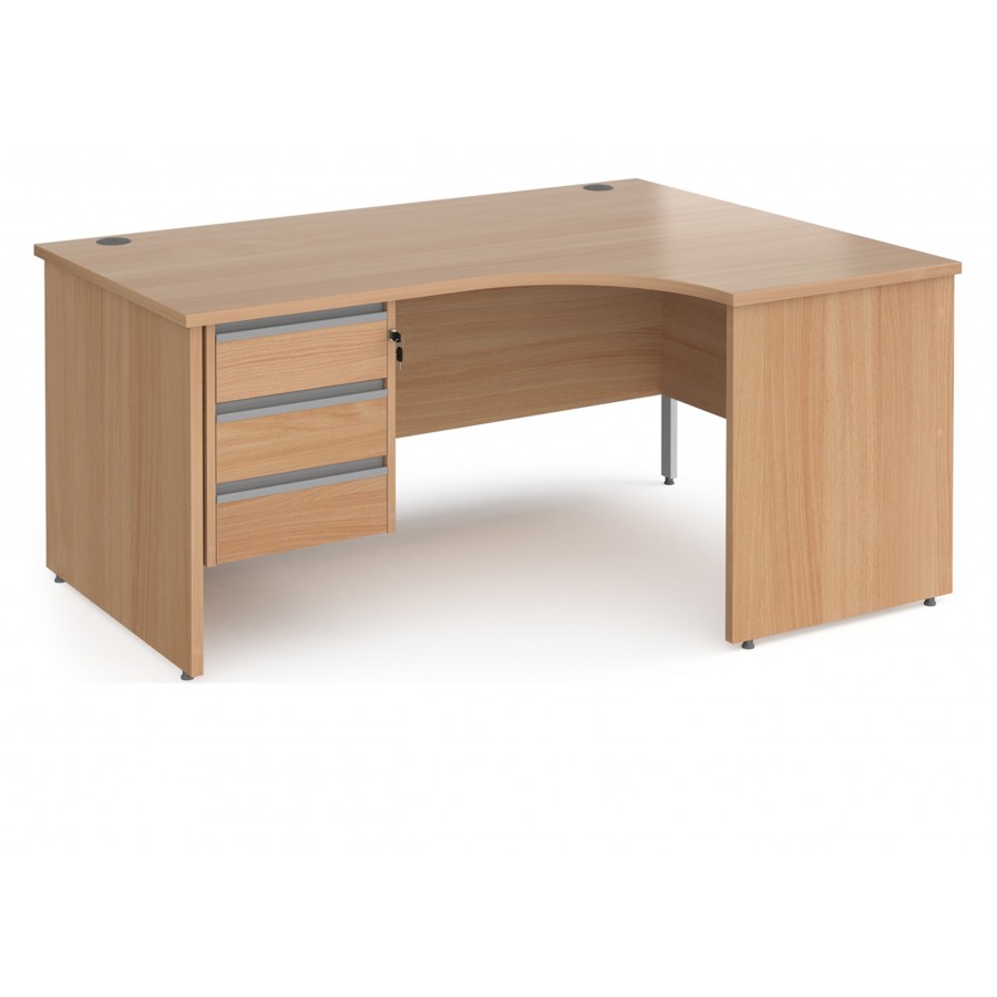 Harlow Panel End Ergonomic Desk with Three Drawer Pedestal